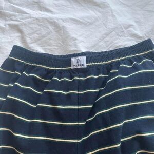 Parke Wide Leg Stripe Pants in Navy